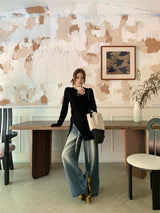 Side strap soft long-sleeve t-shirt