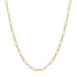 gold bezel paperclip chain 14k gold plating + 925 silver necklace N069-07G