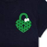 ハートロックドットクロップTシャツ (ネイビー)