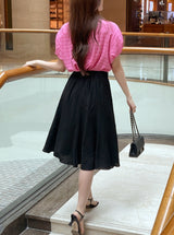 Arom Wrinkle Banding Flare Skirt