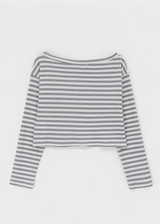 [MADE] Vito Stripe Boat-Neck Crop Long Sleeve T-shirt