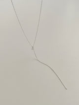 [Silver 925] キュービックドロップネックレス / ウエディングゲストルックデイリーシンプル シルバーチェーン ロング