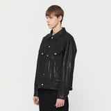 Oversized Coated Denim Jacket Black