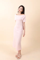 オフショルダースリットロングワンピース Pink