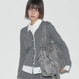 Belted Washing Leather Bag (Gray) F25QE990