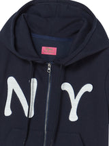 NY アップリケSSフードジップアップ NAVY