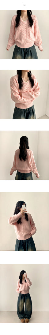 Pure Layered Twisted V-Neck Knitwear