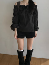 Dear button off-shoulder blouse (2 colors)