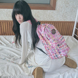 vintage patchwork backpack pink