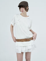 leo lace can-can skirt / white