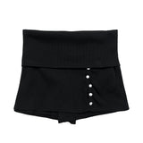 カラーブロックボタンフォルディングスカートパンツ (3 colors)