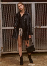 LEATHER STRING HALF COAT