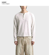 ワッフルクロップヘンリーネックTシャツ アイボリー