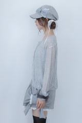 ribbon sleeve cardigan(gray)