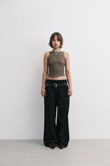 wrinkle top (brown)