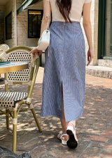 Herrit Seersucker Stripe Long Skirt