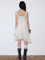 rirri 25SS New Arrival Polka Dot Slim-Fit Resort-Style Flounce Hem Dress