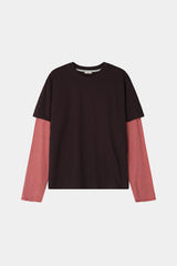 ツートンボーダーレイヤード長袖Tシャツ