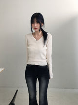 Basic V-neck knitwear (4 colors)