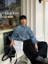 Volume curved cotton pants