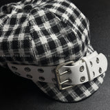 Check tweed beret