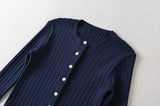 Basic Cable Round Neck Cardigan