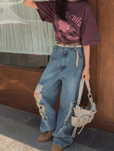 muse wide damage denim pants
