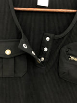 Two-Pocket Slim Button Tee