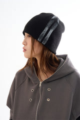 Track stripe short beanie