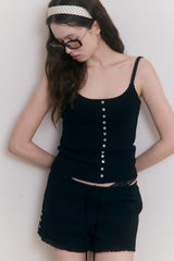 Sweet Dreams Button Cami Top (Black)