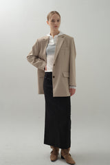 Drawstring Maxi Skirt_Black