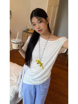 アンカットオフショルダールーズフィットショートスリーブT