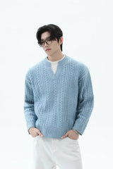 Layered Look Cable Knit Sweater