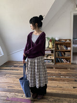 Noelle Vintage Check Banding Long Skirt