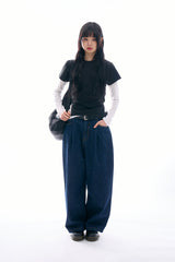 Oberon pintuck balloon denim pants