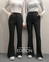 【MADE】Slit Hem High-Waisted Slacks