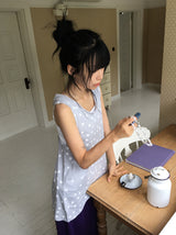 Oshion Side-Slit Twist Dot Layered Sleeveless