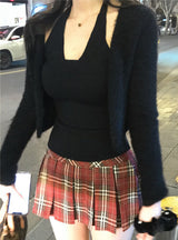 sophia angora crop two-button CD