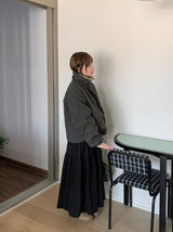 Pivot Flower Corduroy Banding Long Skirt