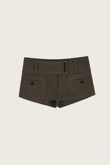 Three-button lace short, Brownie