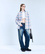 87-STAN084 Plaid Soft OverFit Pocket Long-Sleeved Check Shirt