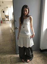 26SS★ [BAONHAUS] ポリーニ シャーリング レイヤード ノースリーブミニワンピース