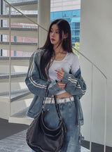 Wings Track Gradient Pinch Denim Jacket