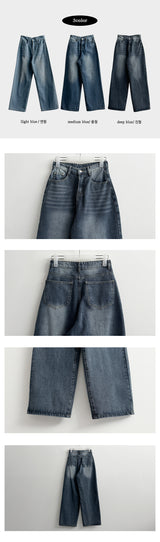 Loafing Natural Washing Daily Denim Wide Pants