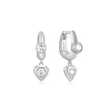 silver u-shape shield drop huggie hoop rhodium plating + 925 silver earrings E067-07H