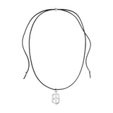 Shield symbol leather necklace