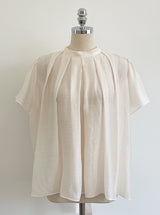 Ringo Pintuck Back Ribbon Short Sleeve Blouse