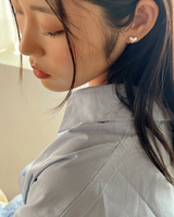 Chiffon heart earring (silver)