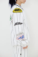 STRIPE SPORTY PULLOVER JACKET WHITE