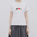 パピーハートキャットスリム半袖Tシャツ_ホワイト